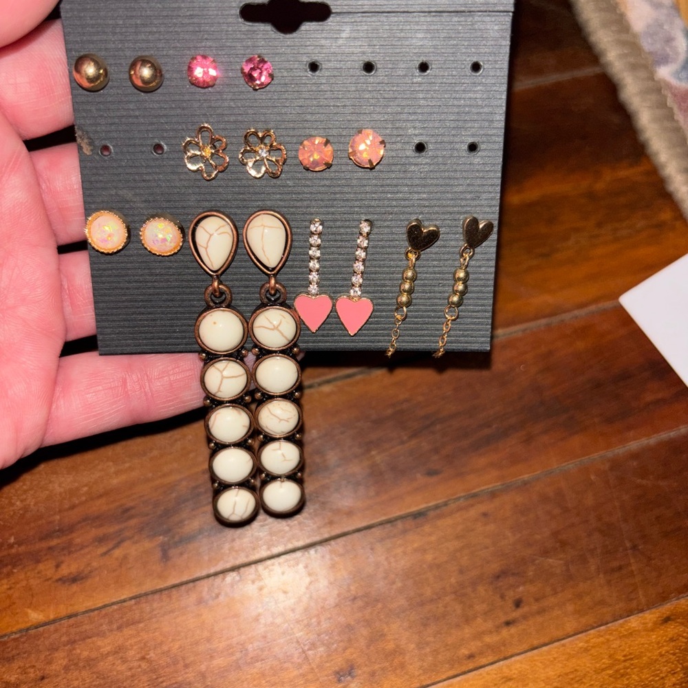 Adidas Cream and Gold Earrings Set